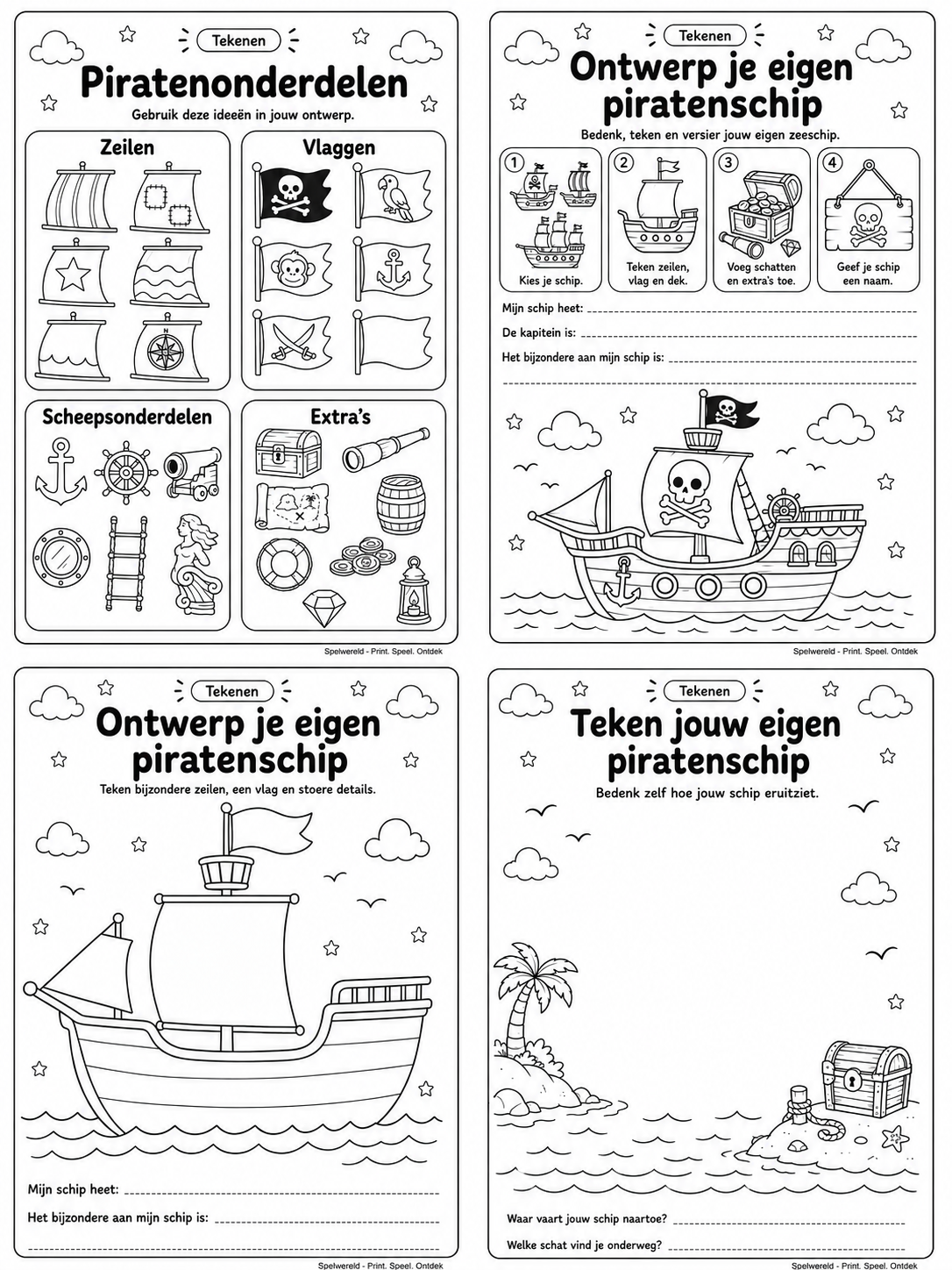 Leeg voorbeeld van Ontwerp jouw piratenschip
