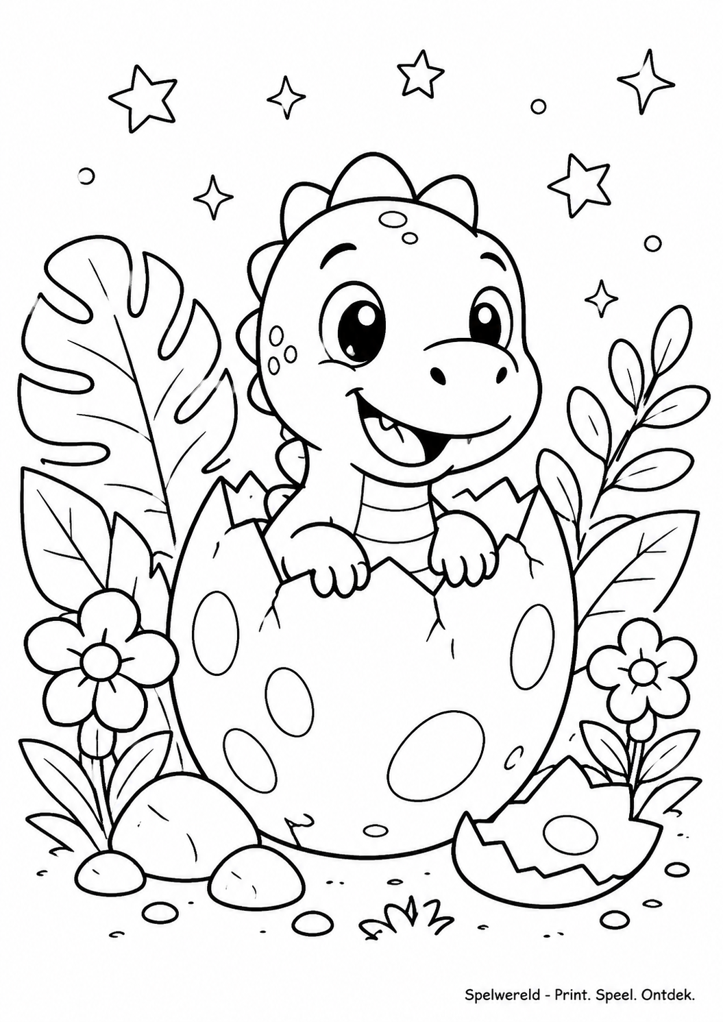 Leeg voorbeeld van Babydino komt uit het ei